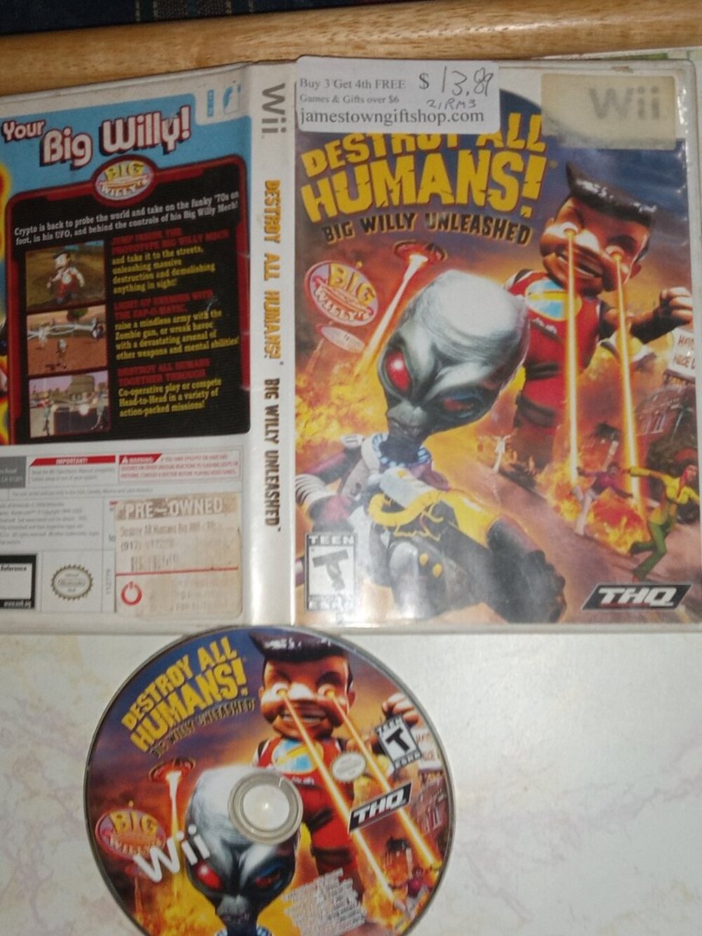 Destroy All Humans Big Willy Unleashed Tested Nintendo Wii Video Game
